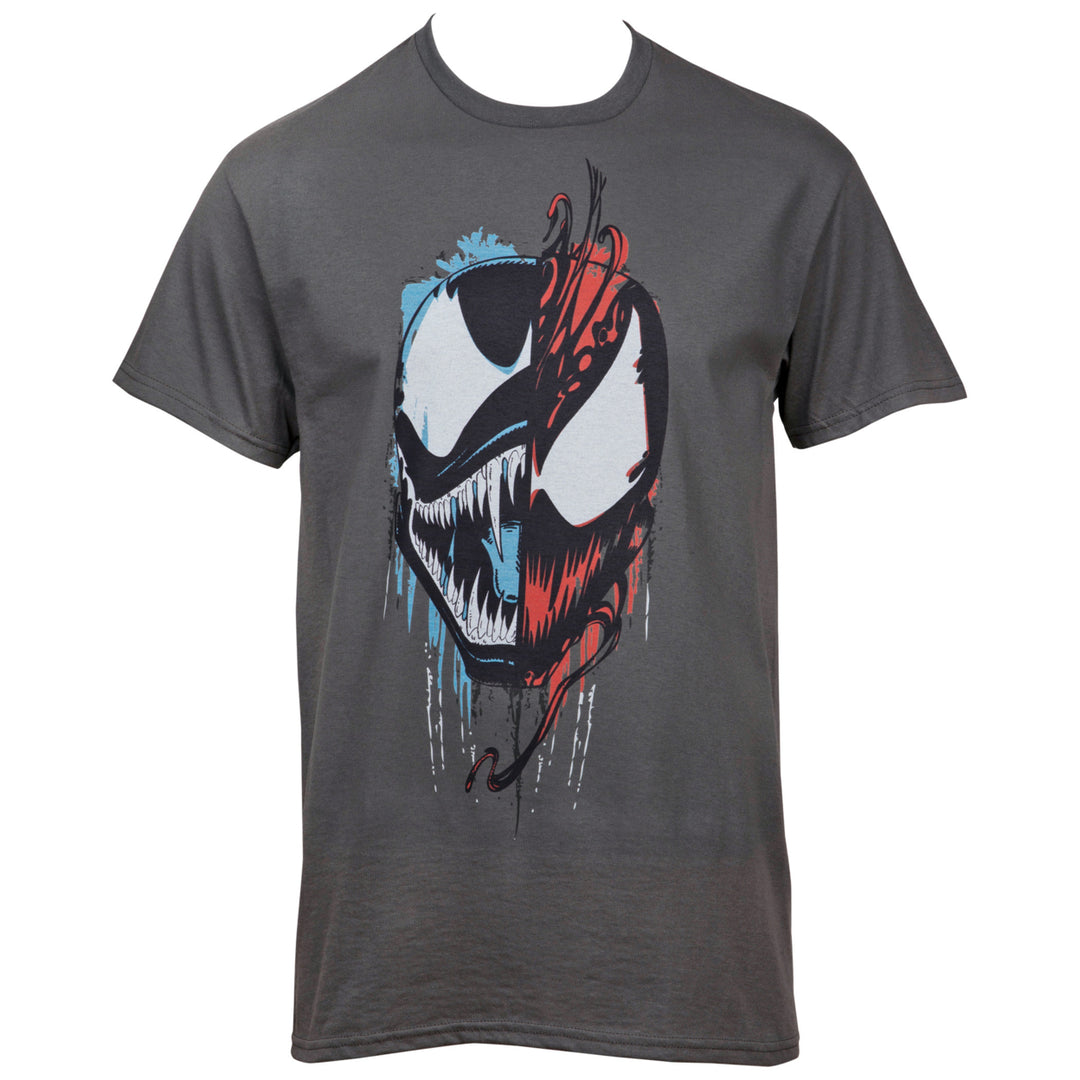 Marvel Comics Venom and Carnage Split Face Grey T-Shirt Image 1