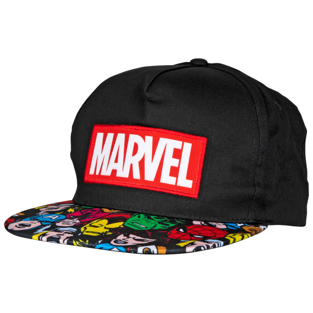 Marvel Comics Brand Logo With Sublimated Brim Adjustable Snapback Hat Image 1