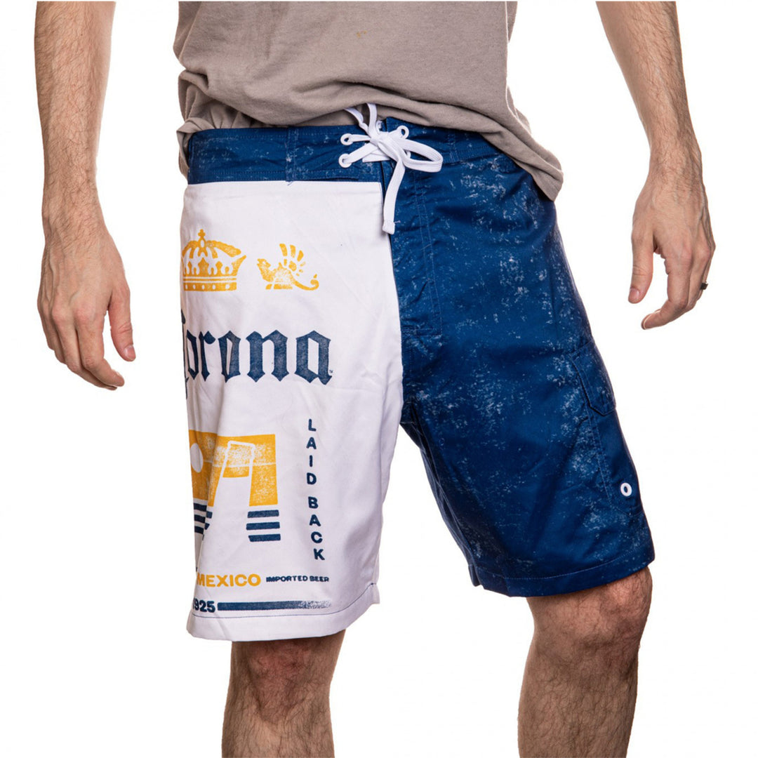 Corona Extra Beer 1925 Label Laid Back Board Shorts Image 1