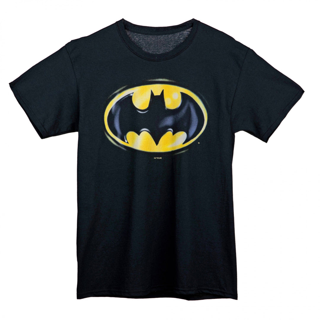 DC Comics Batman 80s Airbrush Stylized Logo T-Shirt Image 1