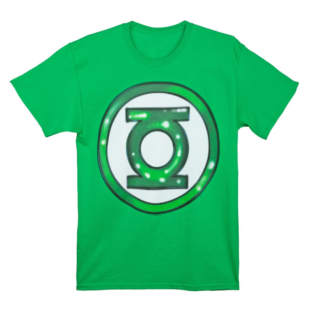 DC Comics Green Lantern 80s Airbrush Stylized Logo T-Shirt Image 1