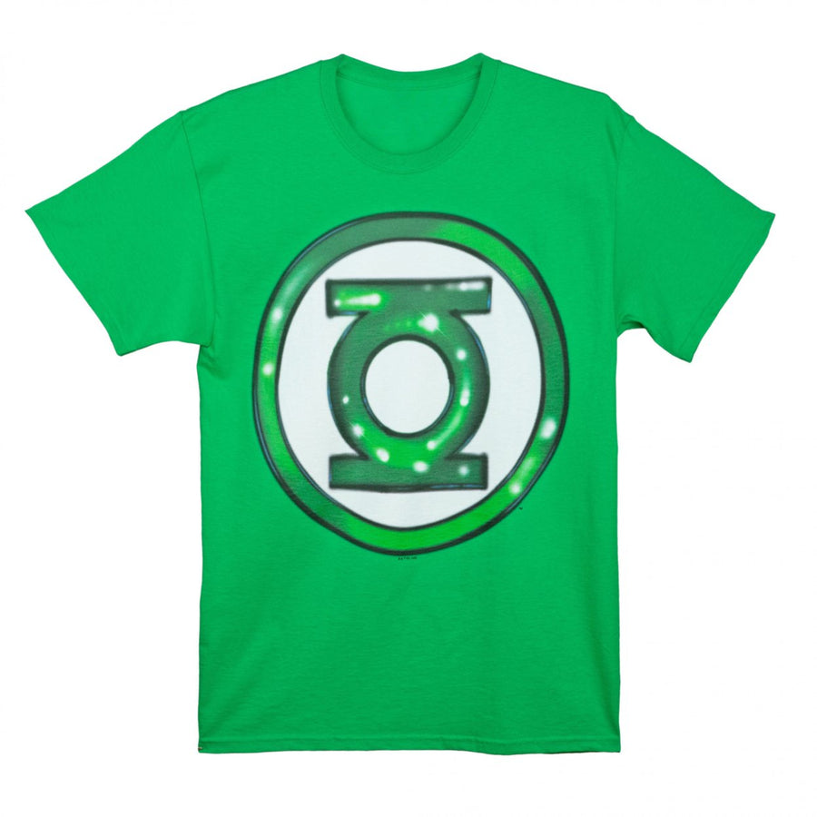 DC Comics Green Lantern 80s Airbrush Stylized Logo T-Shirt Image 1