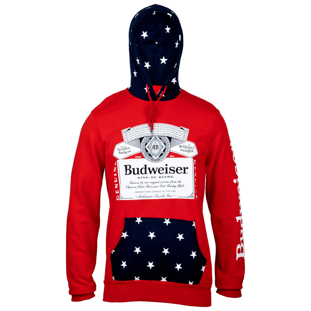 Budweiser Bottle Label and Patriotic Stars Hoodie Image 2