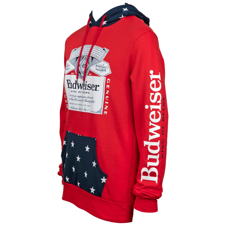 Budweiser Bottle Label and Patriotic Stars Hoodie Image 3