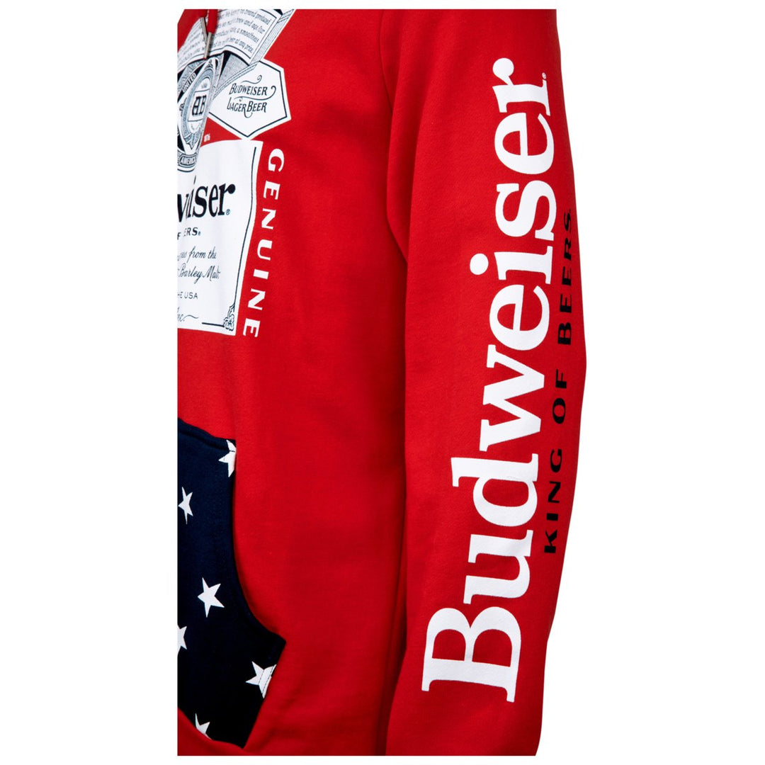 Budweiser Bottle Label and Patriotic Stars Hoodie Image 4