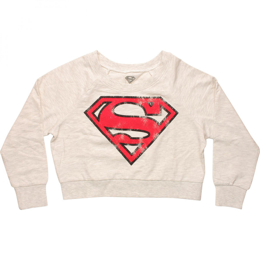 DC Comics Superman and Supergirl Symbol Crop Top Sweater Image 1