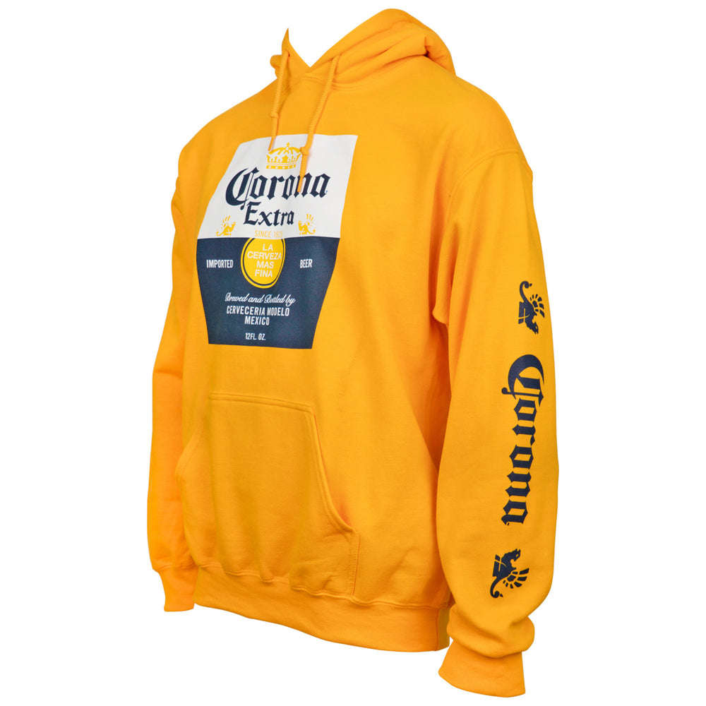 Corona Extra Beer Label Gold Hooded Sweatshirt With Sleeve Print Image 2