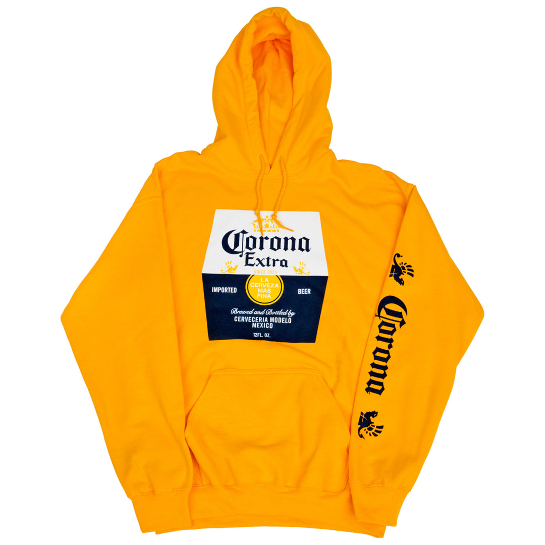 Corona Extra Beer Label Gold Hooded Sweatshirt With Sleeve Print Image 3