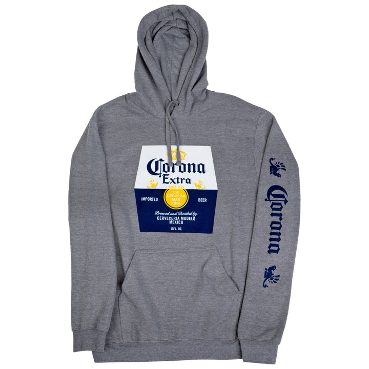 Corona Extra Beer Label Grey Hooded Sweatshirt With Sleeve Print Image 3