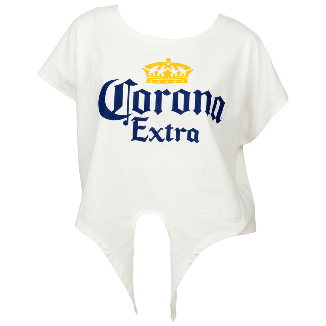 Corona Extra Crown Logo Womens Crop Top Tie T-Shirt Image 1