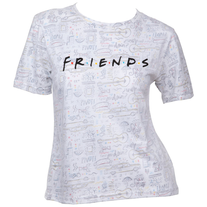 Friends TV Show Text Over All Over Print T-Shirt Image 1