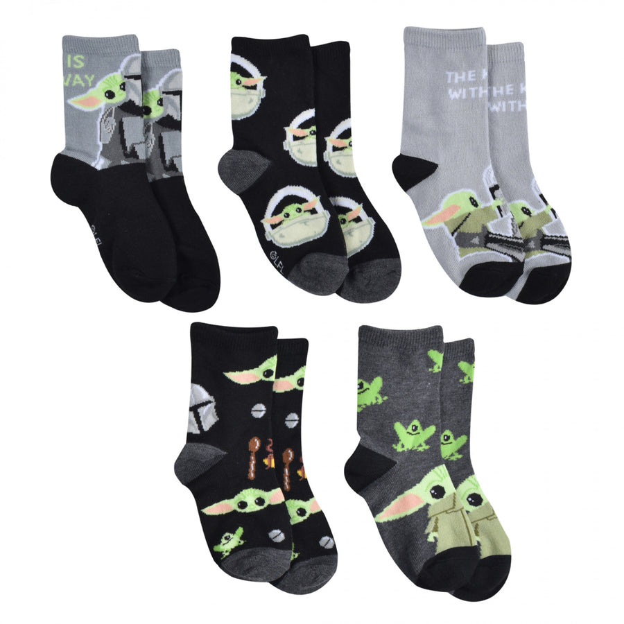 Star Wars The Mandalorian Grogu Boys Variety Crew Socks 5-Pack Image 1