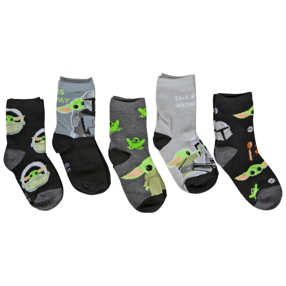 Star Wars The Mandalorian Grogu Boys Variety Crew Socks 5-Pack Image 2