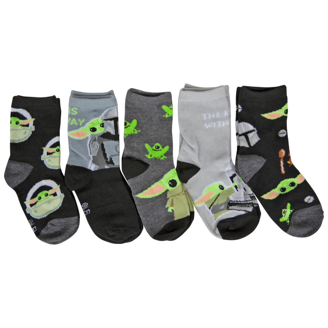 Star Wars The Mandalorian Grogu Boys Variety Crew Socks 5-Pack Image 3