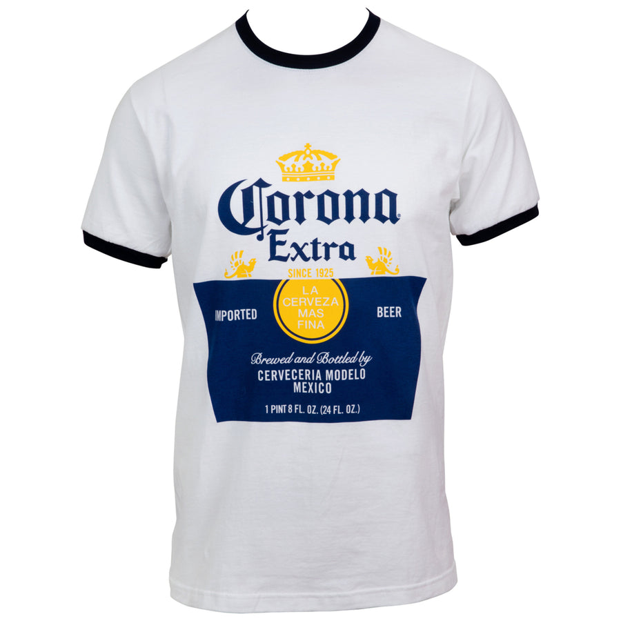 Corona Extra Classic Label Design Ringer T-Shirt Image 1