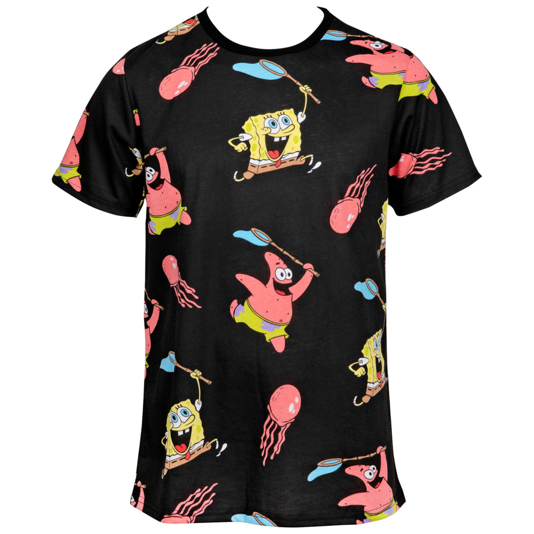 SpongeBob SquarePants and Patrick Jelly Fishing All Over Print T-Shirt Image 1