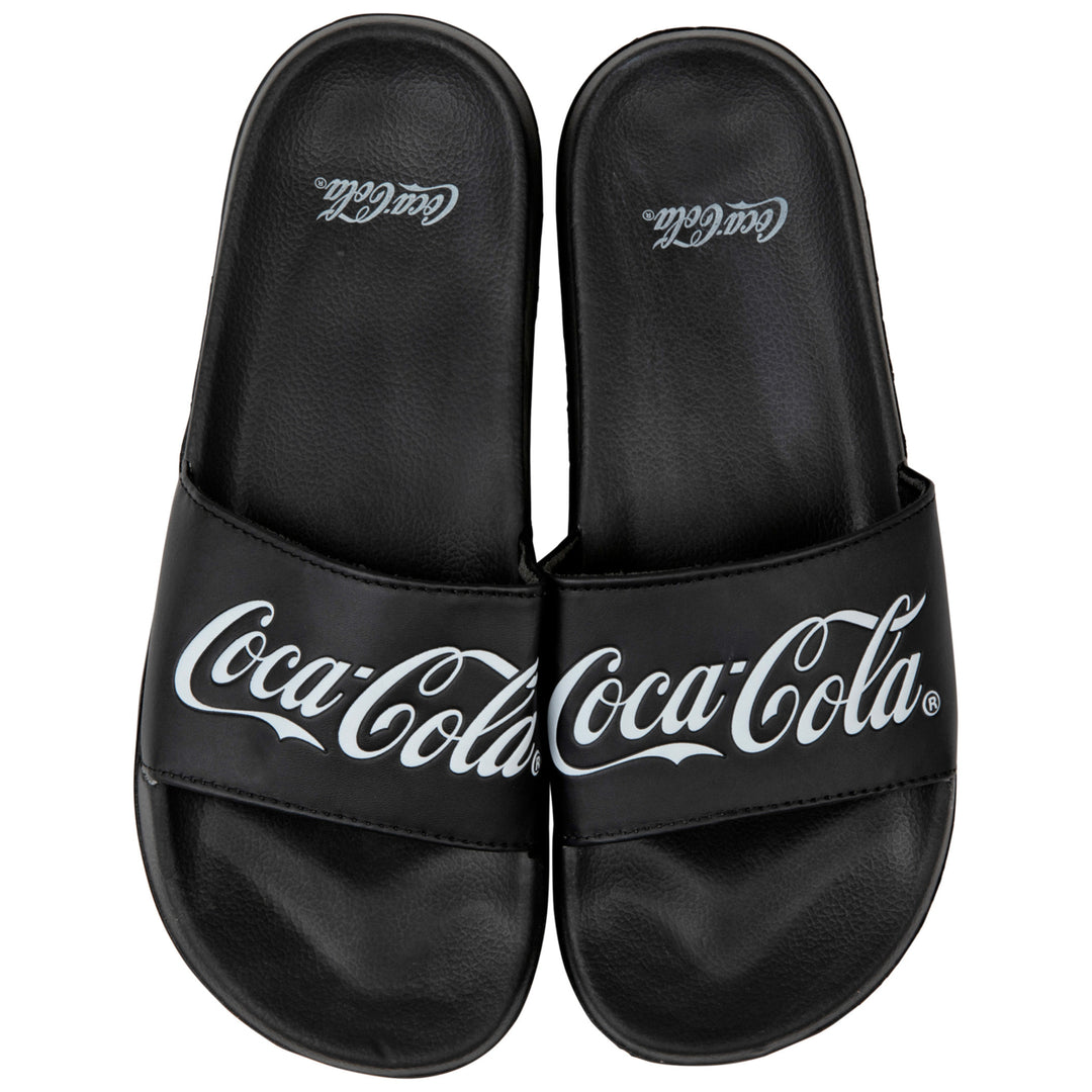 Coca-Cola Brand Black and White Text Logo Slide Sandals Image 1