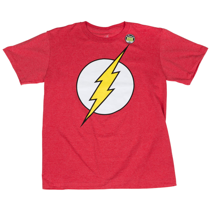 DC Comics The Flash Symbol Glow Ink Youth T-Shirt Image 4