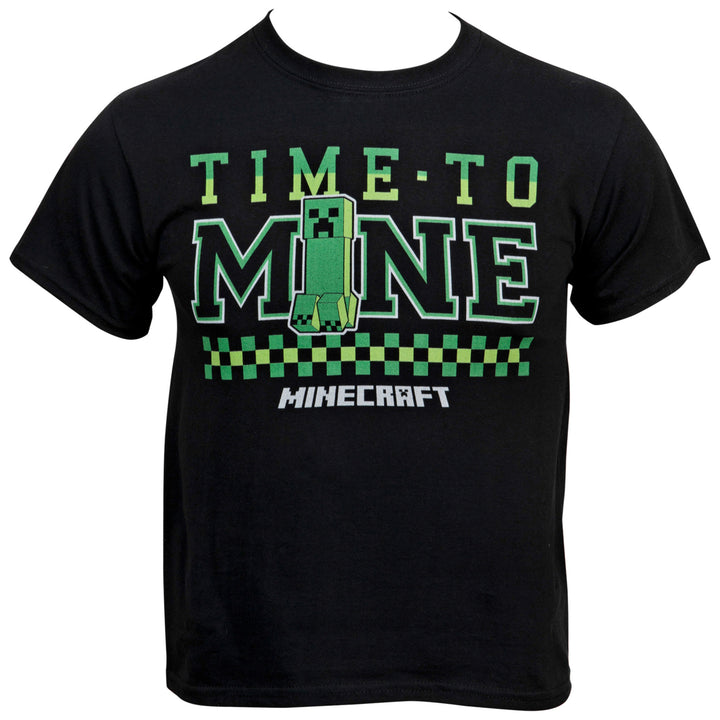 Minecraft Time to Mine Creeper NPC Youth T-Shirt Image 1