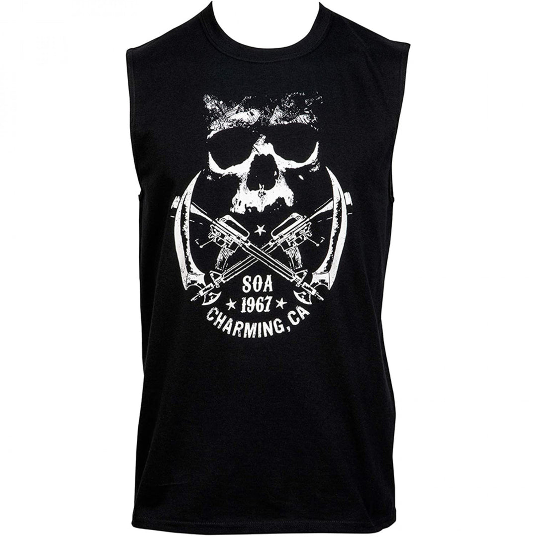 Sons of Anarchy Crossed Weapons Logo and Back Print Sleeveless T-Shirt Image 1