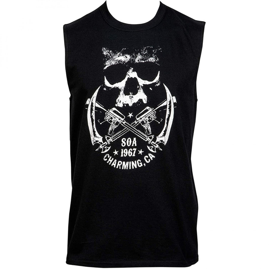 Sons of Anarchy Crossed Weapons Logo and Back Print Sleeveless T-Shirt Image 1