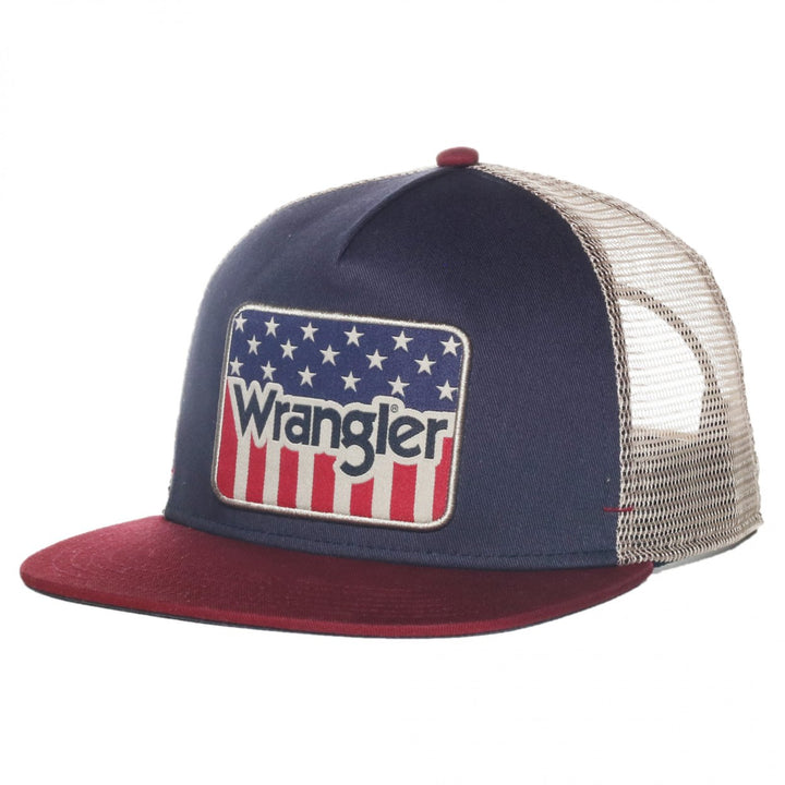 Wrangler Logo American Flag Adjustable Trucker Hat Image 1