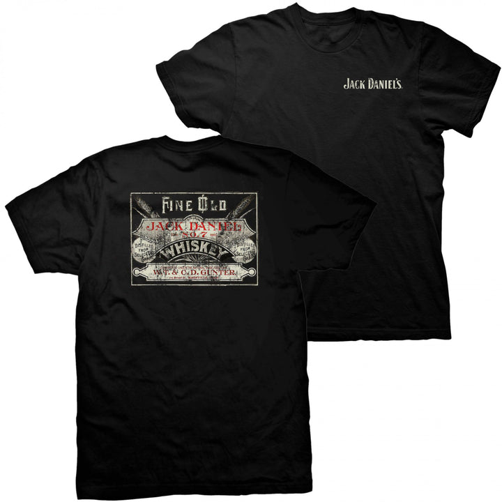 Jack Daniels No.7 Fine Old Whiskey Worn Logo Black T-Shirt Image 1