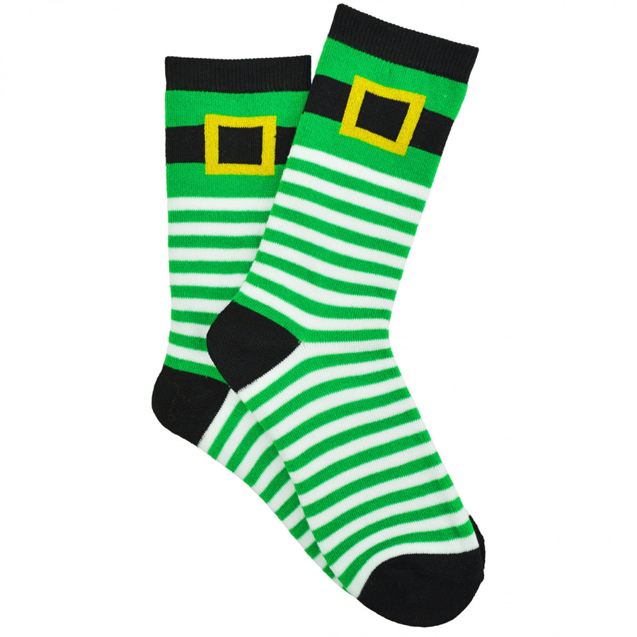 St. Patricks Day Leprechaun Buckle Single-Pair Crew Socks Image 1