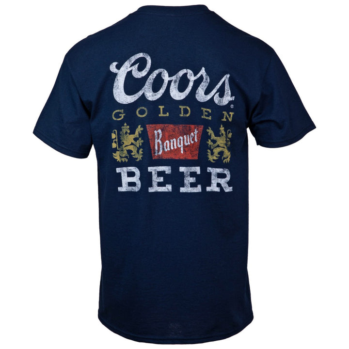 Coors Banquet Logo Distressed Blue Colorway Front and Back Print T-Shirt Image 3