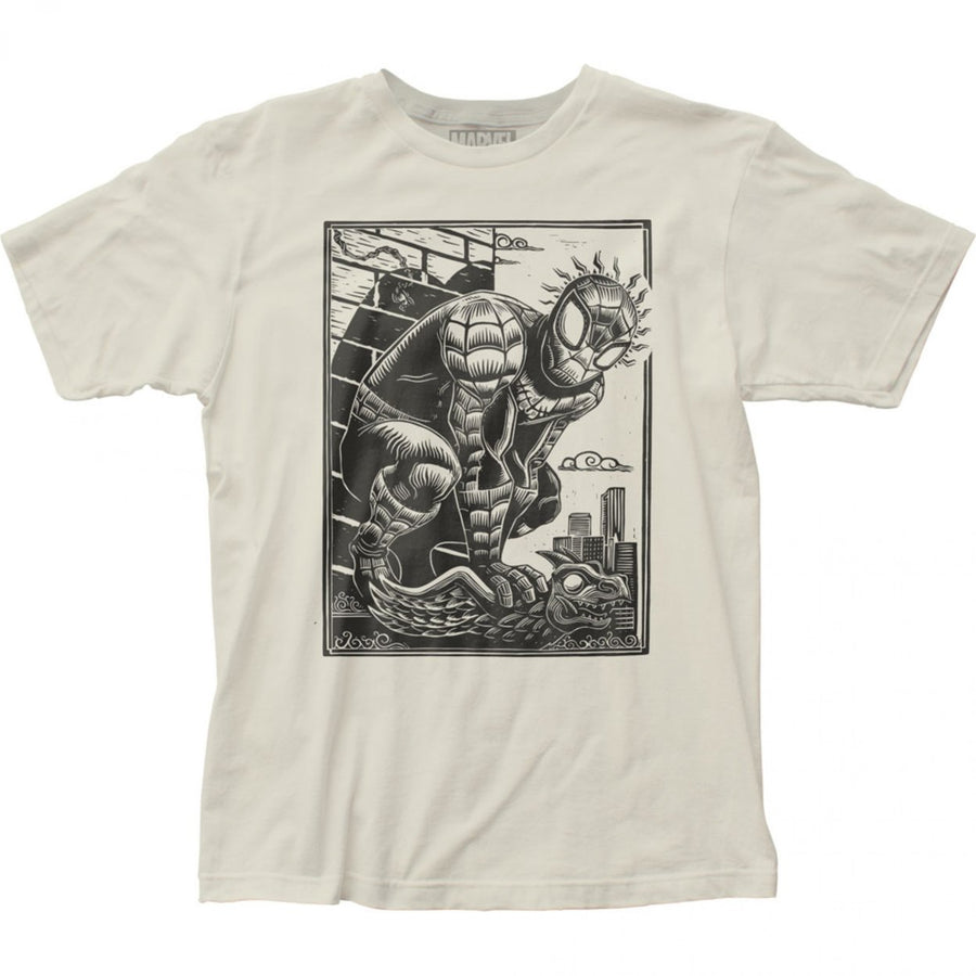 Spider-Man Senses Woodcut Art T-Shirt Image 1