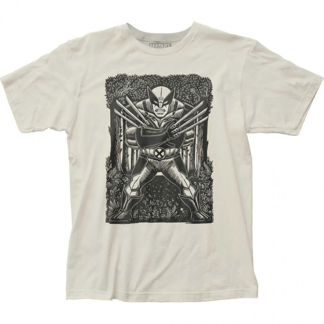 Wolverine Woodcut Art T-Shirt Image 1