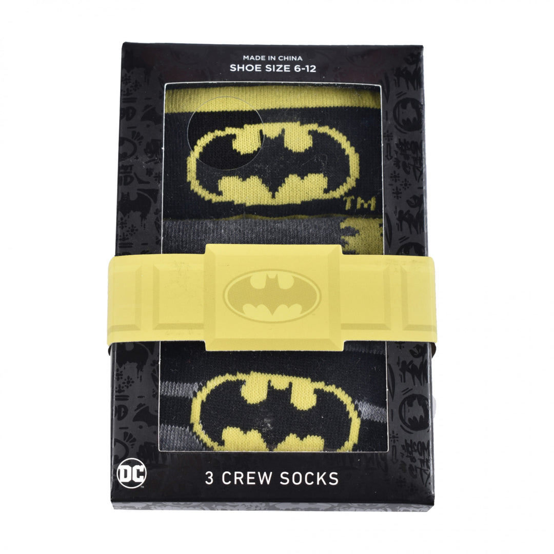 Batman Icons Crew Socks Boxed Set of 3 Pairs Image 3