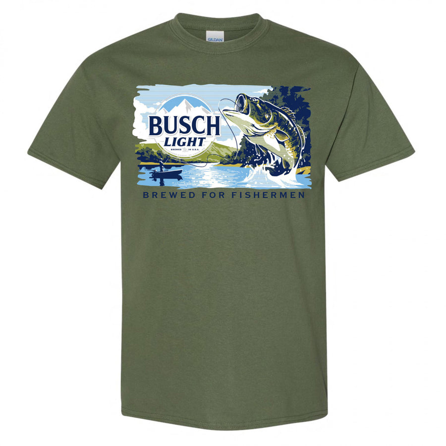 Busch Light Brewed For Fishermen Rugged Lakes T-Shirt Image 1