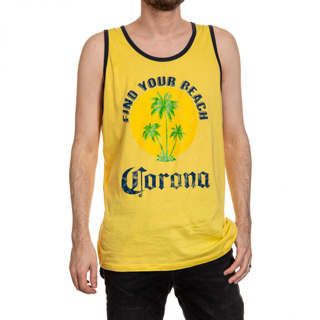 Corona Extra Palm Trees Find Your Beach Tank Top Image 1
