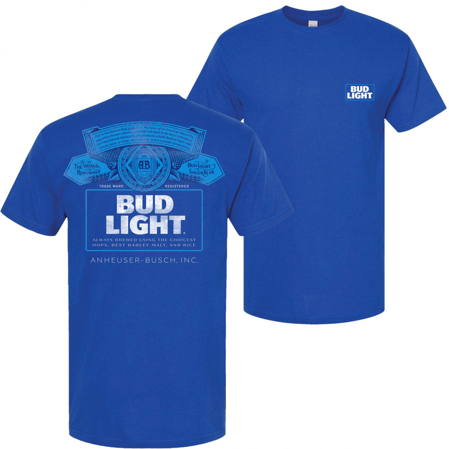 Bud Light Bottle Label Front and Back T-Shirt Image 1