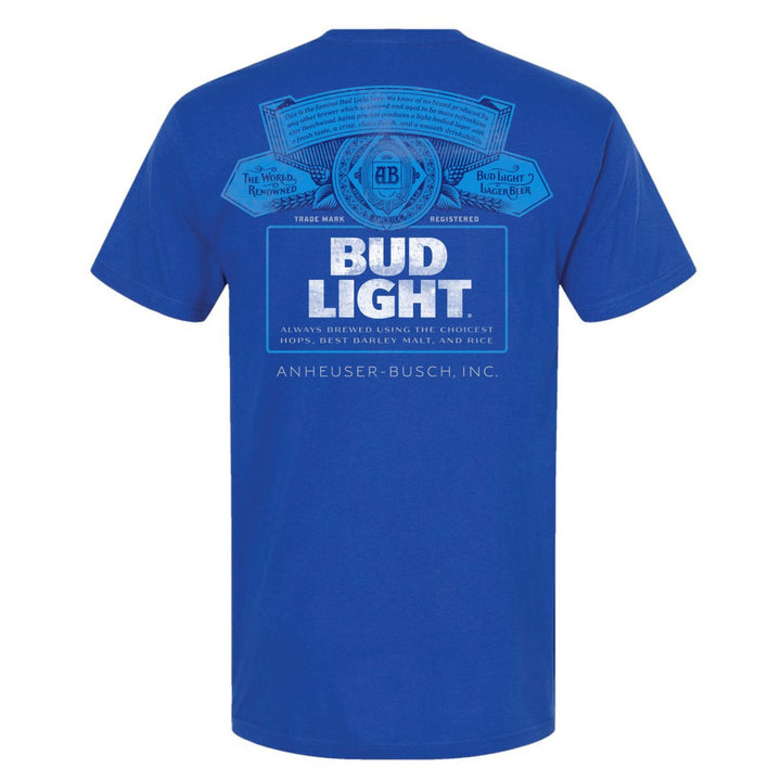 Bud Light Bottle Label Front and Back T-Shirt Image 3