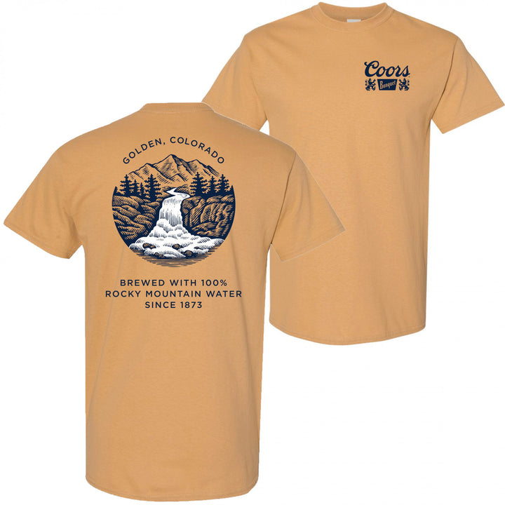 Coors Banquet Waterfalls Front and Back Print Gold Colorway T-Shirt Image 1