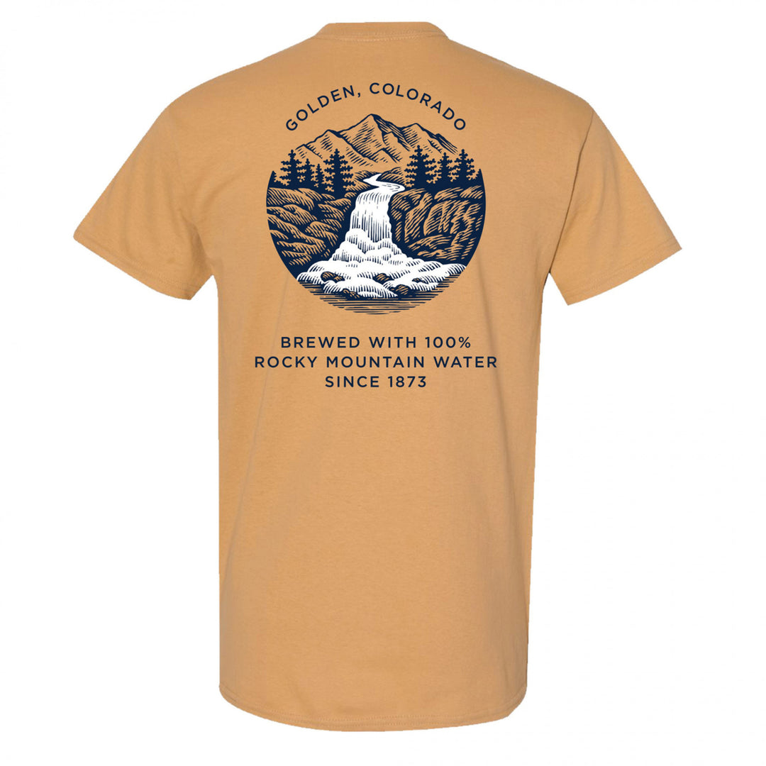 Coors Banquet Waterfalls Front and Back Print Gold Colorway T-Shirt Image 3