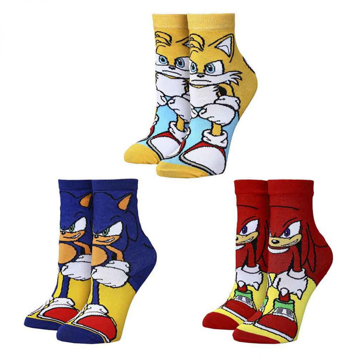 Sonic The Hedgehog Tails and Knuckles 3-Pair Pack of Youth Crew Socks Image 1