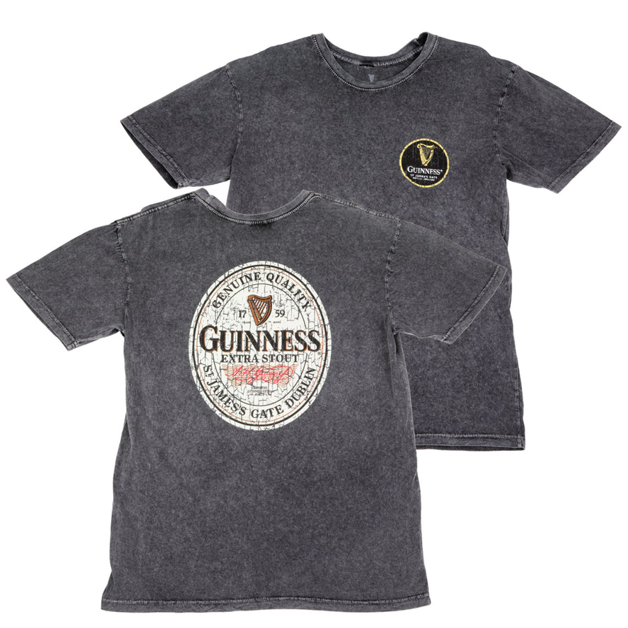 Guinness Extra Stout Marble Wash Label Front and Back Print T-Shirt Image 1