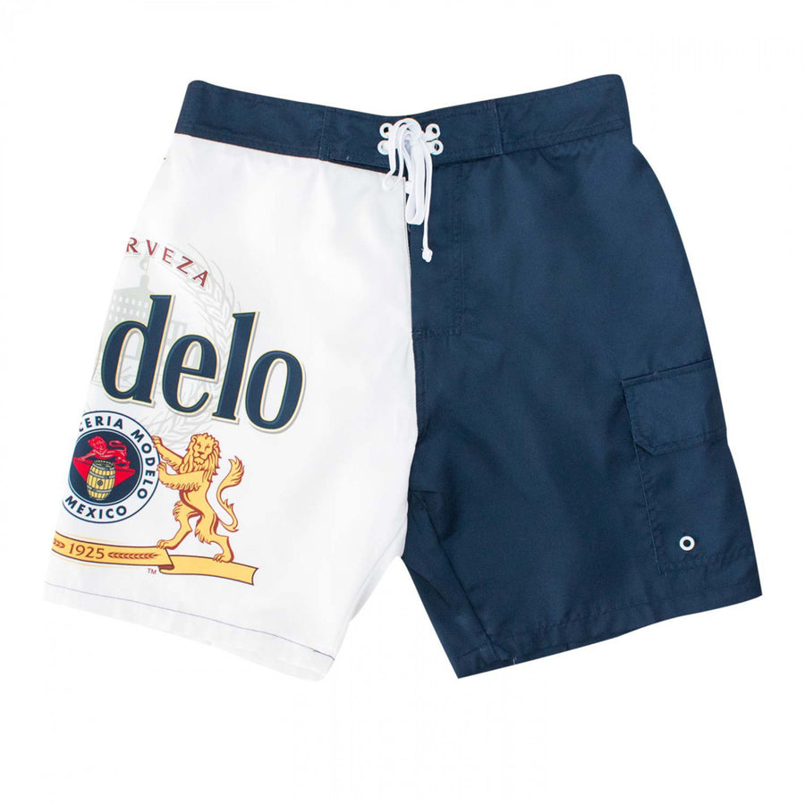 Modelo Blue and White Split Board Shorts Image 1