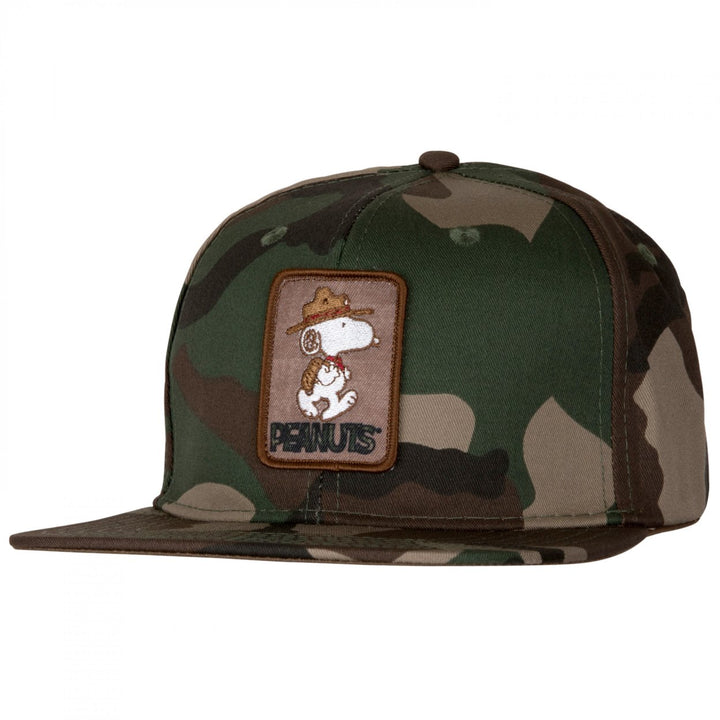 Peanuts Camo Snoopy Adjustable Flat Bill Hat Image 1