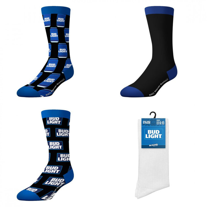 Bud Light Can and Logo 3-Pack Crew Socks Image 1