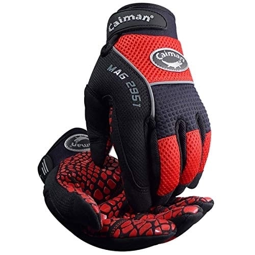 Caiman Mechanics Gloves Black Red Silicone Grip Padded Palm Model 2951 Image 1