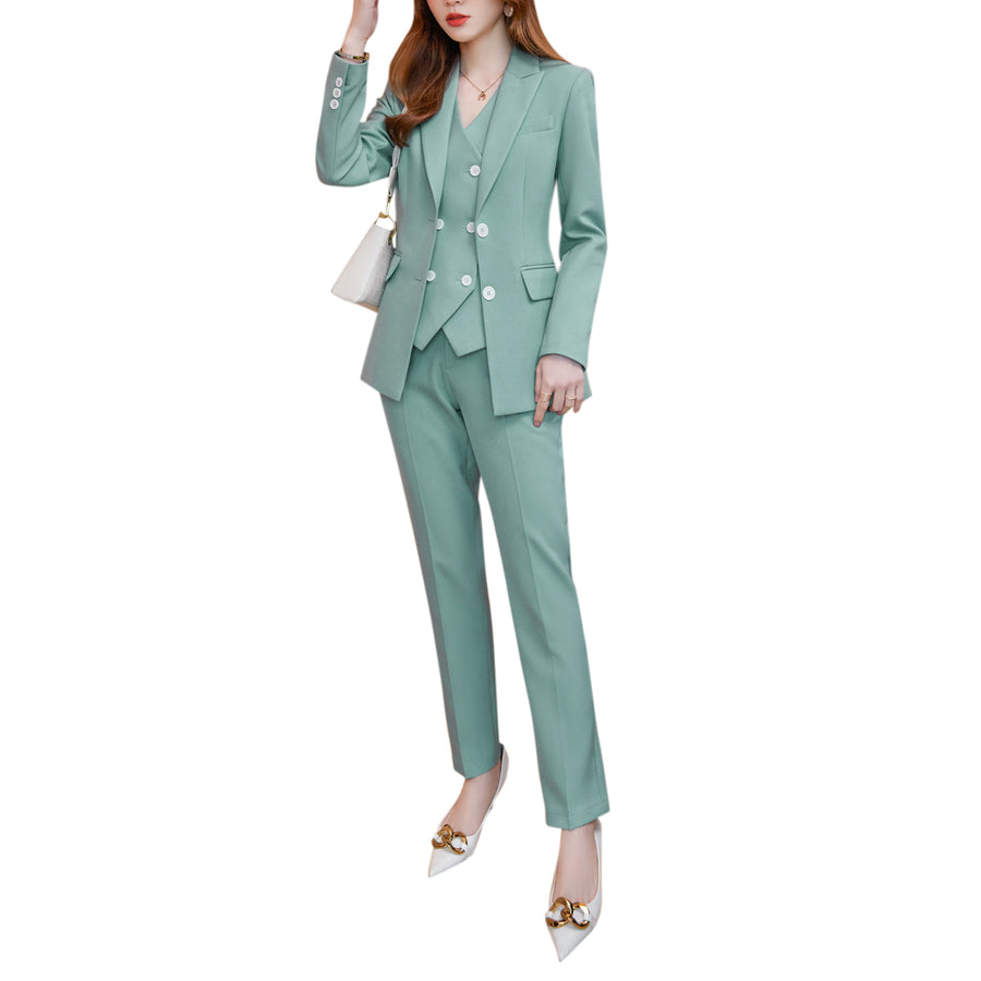 2 Pieces Women Suit Business Casaul Office Lady Suits Slim Fit Solid Color Long Sleeve Single Breasted Blazer And Pant Image 1