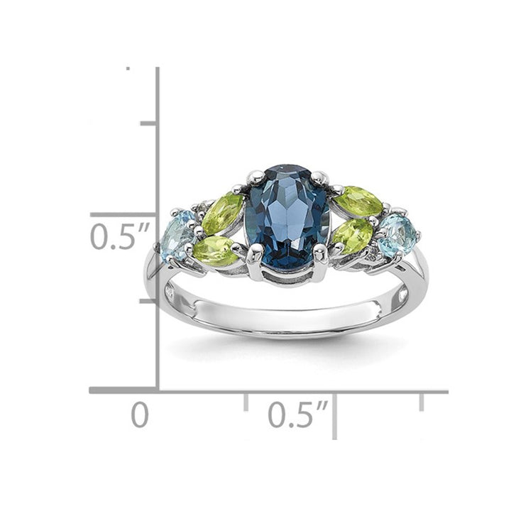 2.50 Carat (ctw) Blue Topaz and Peridot Ring in Sterling Silver Image 3
