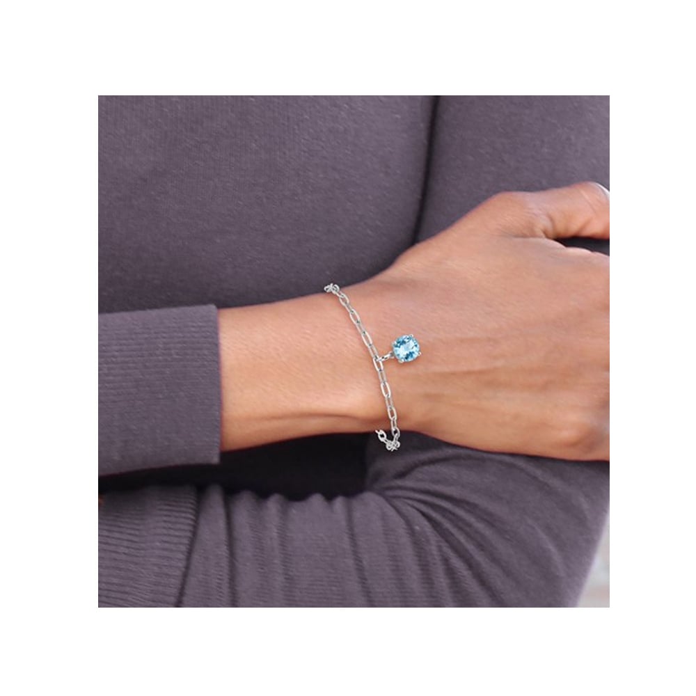 4.20 Carat (ctw) Blue Topaz Bracelet in Sterling Silver Image 3