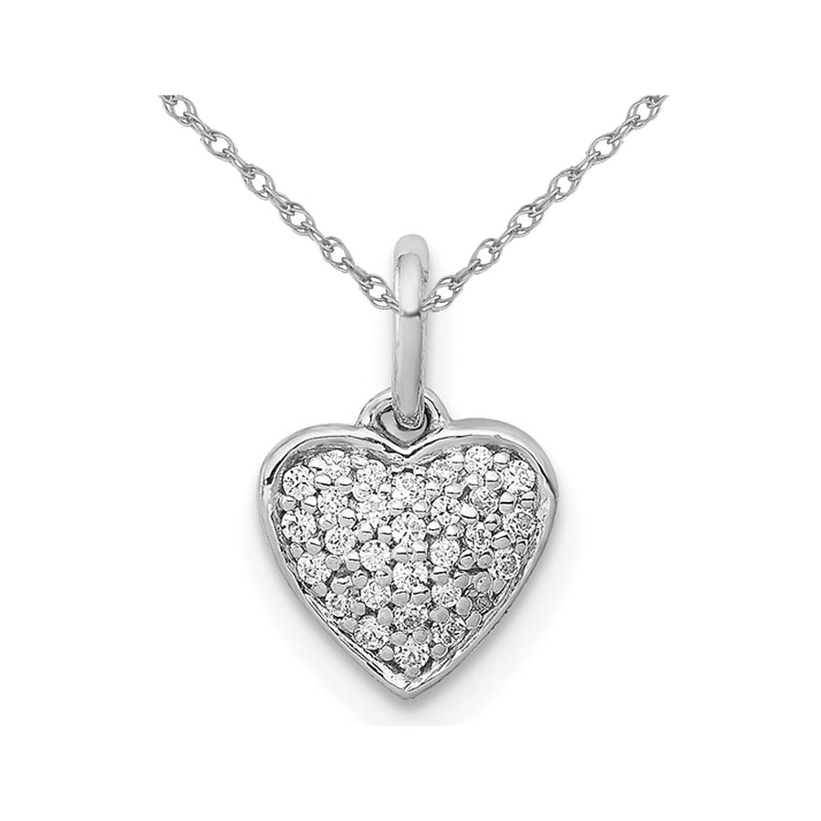 1/10 Carat (ctw) Diamond Cluster Heart Pendant Necklace in 10K White Gold with Chain Image 1