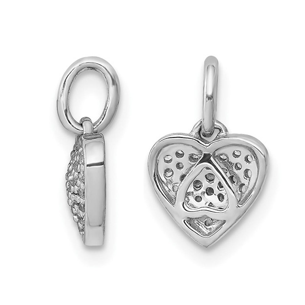 1/10 Carat (ctw) Diamond Cluster Heart Pendant Necklace in 10K White Gold with Chain Image 2