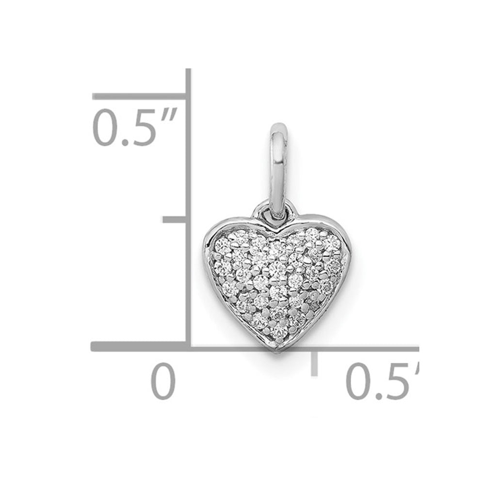 1/10 Carat (ctw) Diamond Cluster Heart Pendant Necklace in 10K White Gold with Chain Image 3